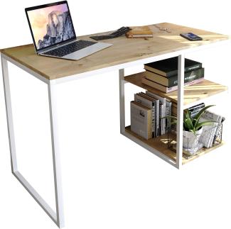 Domando Schreibtisch Capoliveri Modern für Büro Breite 120cm, Metallgestell pulverbeschichtet in Weiß und Artisan Eiche