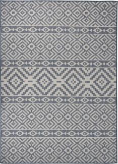 vidaXL Outdoor-Teppich Flachgewebe 200x280 cm Blau Gestreift