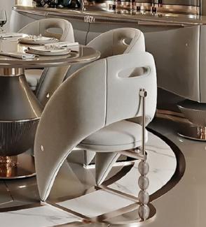 Casa Padrino Luxus Esszimmer Stuhl Grau / Kupfer 55 x 54,5 x H. 82 cm
