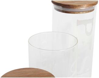 Set mit 3 Kanistern DKD Home Decor 10,2 x 10,2 x 27,7 cm natürlich Durchsichtig Akazienholz Buchstaben Borosilikatglas