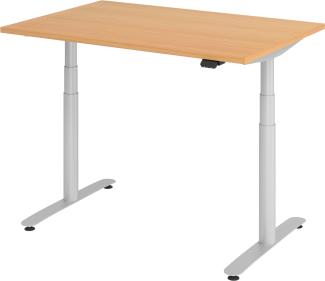 bümö® smarter Schreibtisch Serie-XDLR elektrisch höhenverstellbar mit App-Steuerung 120 x 80 cm in Buche / Silber