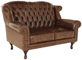 Chesterfield Crown Zweisitzer-Sofa aus echtem Rindsleder Whisky