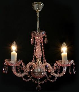 Casa Padrino Luxus Barock Kronleuchter Rosa / Silber Ø 40 x H. 38 cm - Prunkvoller Barockstil Kronleuchter mit böhmischen Kristallglas - Edel & Prunkvoll