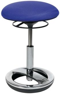 Topstar SU49BR6 Sitness Bob, ergonomischer Sitzhocker, Arbeitshocker, Bürohocker mit Schwingeffekt, Sitzhöhenverstellung, Standfußring Alu, poliert, Stoffbezug, blau