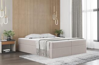 Boxspringbett Schlafzimmerbett PRIMA 160x220cm Stoff Creme inkl. Bettkasten