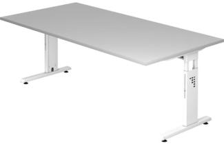 Schreibtisch OS2E C-Fuß 200x100cm Grau Gestellfarbe: Weiß