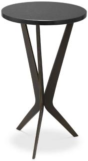 Casa Padrino Luxus Beistelltisch Schwarz / Bronzefarben Ø 30,5 x H. 52 cm - Runder Tisch mit Granitplatte und Metall Beinen - Wohnzimmer Möbel - Luxus Möbel