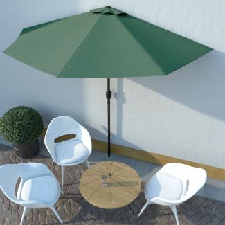 Balkon-Sonnenschirm mit Alu-Mast Grün 300×150 cm Halbrund