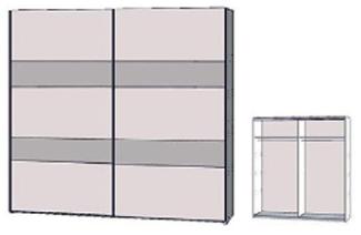 Schwebetürenschrank Schrank mit Passpartoutrahmen sandeiche / wechselbar weiß oder grau 220cm