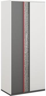 Kleiderschrank "Philosophy" Drehtürenschank 90cm weiß graphit rot mit Schrift Print