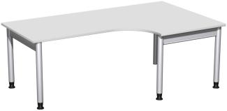 PC-Schreibtisch '4 Fuß Pro' rechts, höhenverstellbar, 200x120cm, Lichtgrau / Silber