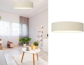 Runde Deckenleuchte mit LED & Lampenschirm aus Rattan Ø 40cm