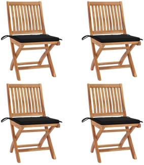 Klappbare Gartenstühle mit Kissen 4 Stk. Massivholz Teak 3072814