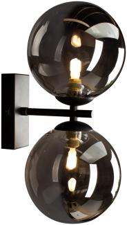 Außergewöhnliche Wandlampe NEPTUN Schwarz - Glaskugeln Rauchglas Ø10cm