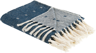 Decke Baumwolle dunkelblau beige 130 x 170 cm TAARI