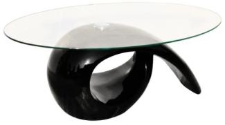 vidaXL Couchtisch mit ovaler Glasplatte Hochglanz Schwarz [240432]
