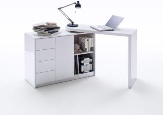 'Matteo' Schreibtisch schwenkbar, weiß Hochglanz, 77 x 42 x 108 cm