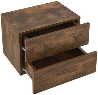 Juskys Wandschrank Nachttisch hängend Holz 40x29x30 cm BTH - mit 2 Schubladen - Wandmontage - Nachtkommode stabil - Nachtschrank Natur