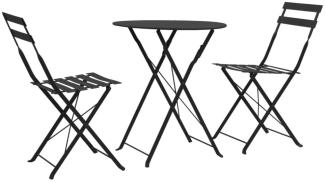 vidaXL 3-tlg. Bistro-Set Stahl Schwarz