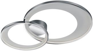 Stylische LED Deckenleuchte GRANADA in Chrom & Weiß mit Dimmer 85x60cm