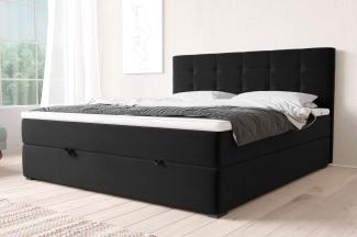 99rooms Pluto Boxspringbett Velours KRONOS Schwarz 180x200 cm Taschen-Federung