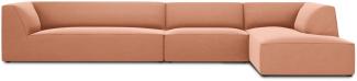 Micadoni 5-Sitzer Samtstoff Modular Ecke rechts Sofa Ruby | Bezug Pink | Beinfarbe Black Plastic