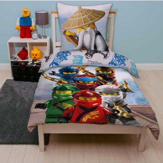 Lego Ninjago Bettwäsche Set für Jungen Kinderbettwäsche 135x200 80x80 cm aus 100% Baumwolle mit Motiv Pose