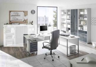 Büromöbel-Set OFFICE LINE LUX Schreibtisch Regalwand Büroeinrichtung Grau