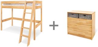 Pinolino Kinderzimmer Set Jugendzimmer 'Natura' breit mit Hochbett, 2-tlg.