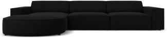 Micadoni 4-Sitzer Samtstoff Ecke links Sofa Jodie | Bezug Black | Beinfarbe Black Plastic