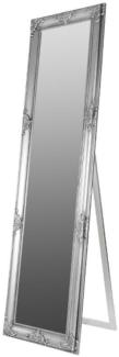 Casa Padrino Barock Standspiegel Silber 50 x H. 180 cm - Handgefertigter Spiegel mit Holzrahmen & wunderschönen Verzierungen