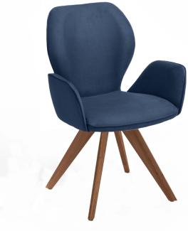 Niehoff Sitzmöbel Colorado Trend-Line Design-Armlehnenstuhl Nussbaum/Polyester Drehbar Nirvana dunkelblau