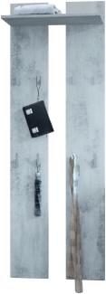 Vladon Wandpaneel 170, Garderobenpaneel bestehend aus 2 Paneelen und 1 Ablagefläche, Beton Oxid-Optik (58 x 170 x 21 cm)
