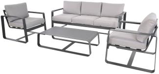 Garten Loungegruppe BELEZZA inkl. 3-Sitzer, 2 Sessel & Tisch in grau