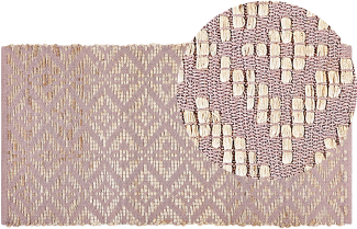 Teppich Baumwolle beige rosa geometrisches Muster 80 x 150 cm Kurzflor GERZE