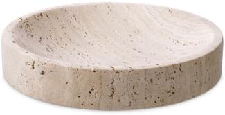 Casa Padrino Luxus Deko Travertin Naturstein Schale Beige Ø 30,5 x H. 5,5 cm - Runde Obstschale - Esstisch Deko - Deko Accessoires - Luxus Accessoires - Luxus Qualität