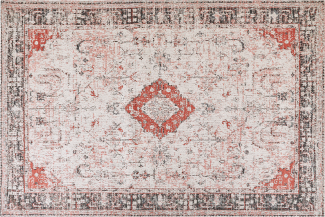 Teppich Baumwolle rot beige 200 x 300 cm orientalisches Muster Kurzflor ATTERA