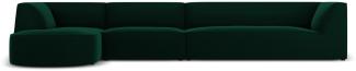 Micadoni 6-Sitzer Samtstoff Modular Ecke links Sofa Ruby | Bezug Bottle Green | Beinfarbe Black Plastic