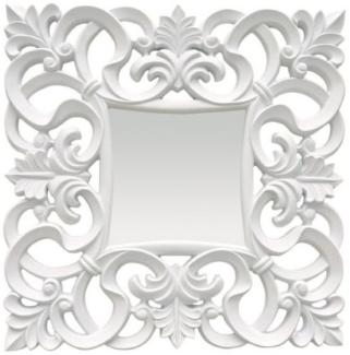 Casa Padrino Barock Spiegel Weiß 76 x H. 76 cm - Quadratischer Wandspiegel im Barockstil - Prunkvoller Antik Stil Garderoben Spiegel - Barock Interior - Barock Möbel