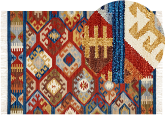 Kelim Teppich Wolle mehrfarbig 160 x 230 cm orientalisches Muster Kurzflor JRVESH