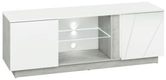 Lowboard "Lumens" TV-Unterschrank 150cm beton lichtgrau MDF weiß Hochglanz