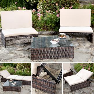 Gartenmöbelset Sessel Sitzgruppe Polyrattan Loungegarnitur Essgruppe braun