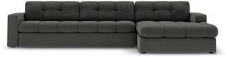 Micadoni 4-Sitzer Ecke rechts Sofa Justin | Bezug Dark Grey | Beinfarbe Black Plastic