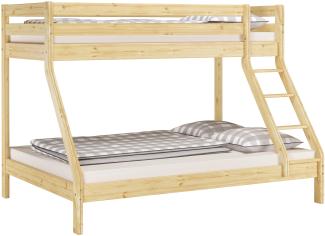 Doppel-Etagenbett 140x200 und 90x200 Erwachsenen-Stockbett Kiefer, ohne Zubehör