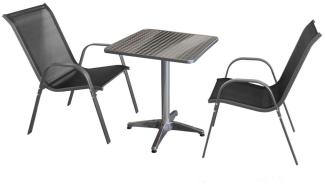 Wohaga 3-teilige Sitzgruppe Aluminium schwarz, viereckiger Tisch