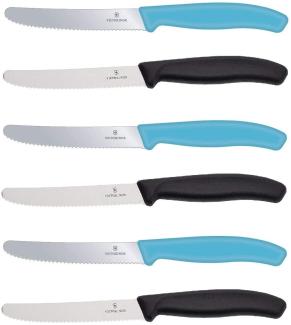 6 Stück Victorinox Tafelmesser Tischmesser Brotzeitmeser Sonderedition Karbikblau / Schwarz