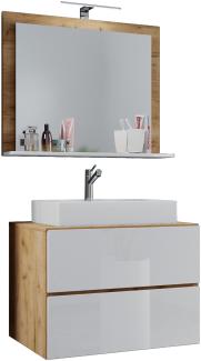 LendasM Bad Möbel Set Waschbecken Unterschrank Wandspiegel Badezimmer Waschtisch