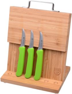 Magnet-Messerhalter Bambus klein mit Küchenmessern grün