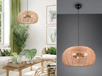 Große LED Pendelleuchte 3 flammig Korbgeflecht aus Rattan Ø 50cm