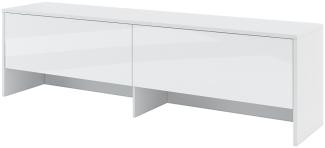 MEBLINI Hängeschrank für Horizontal Schrankbett Bed Concept - Wandschrank mit Ablagen, Fächern und Teleskopen - Wandregal - BC-09 für 140x200 Horizontal - Weiß/Weiß Hochglanz